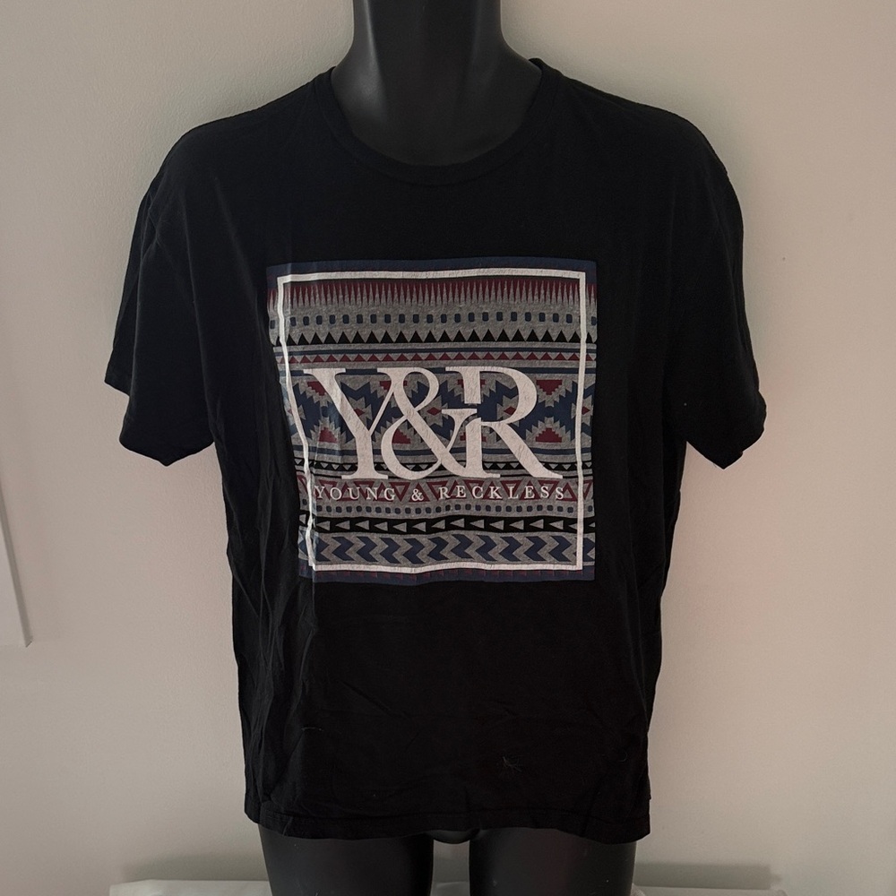 Y&R Black Graphic Tee for Men